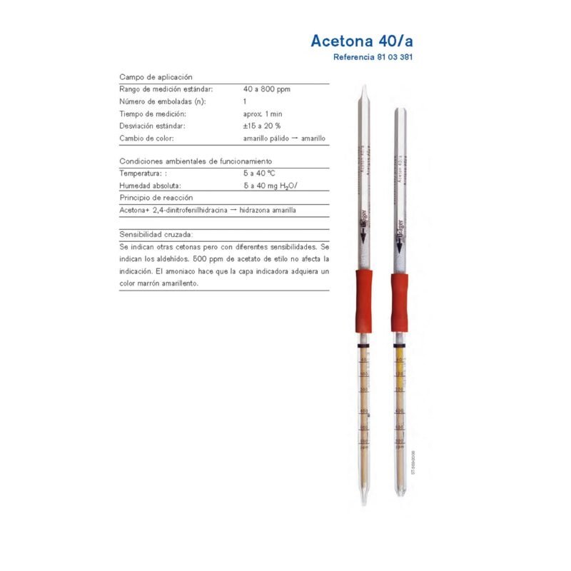 Inicio 9 Tubo Colorimétrico Dräger para Acetona 40/a - 8103381