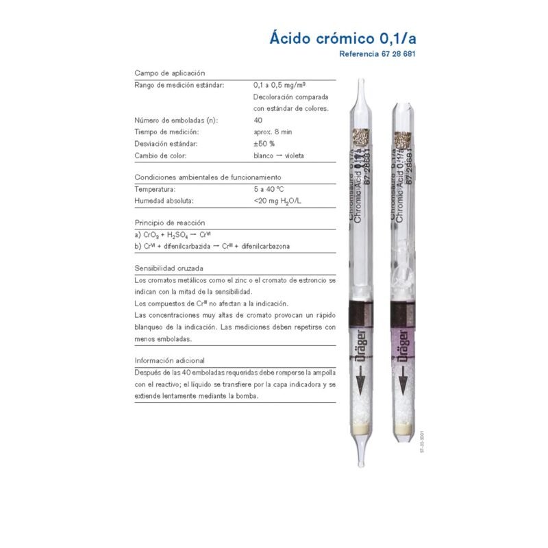 Tubo Colorimétrico Dräger para Ácido crómico 0,1/a - 6728681