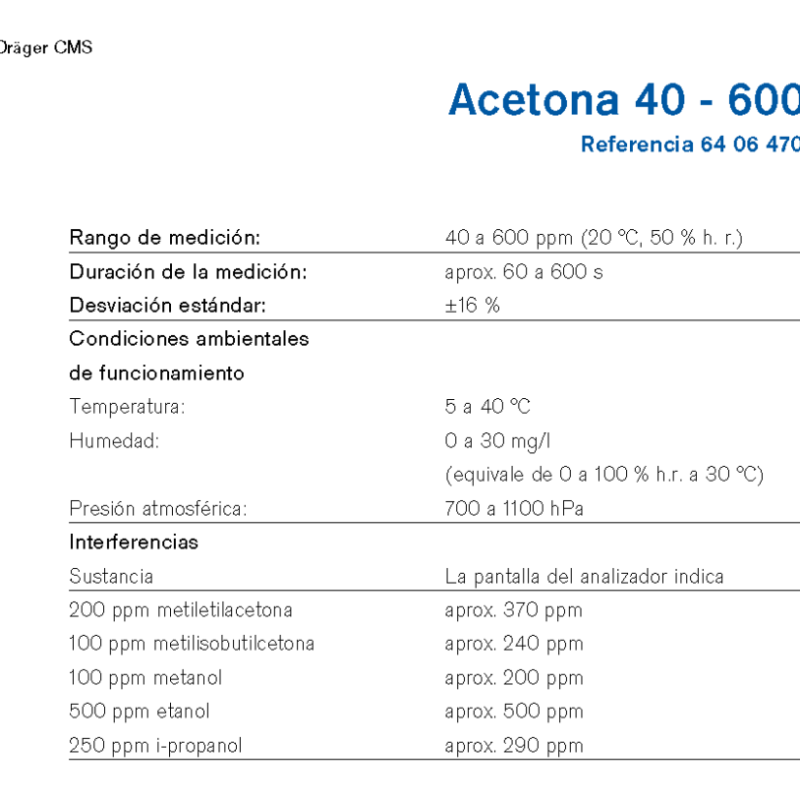 Chip Dräger Acetona 40 - 600 6406470