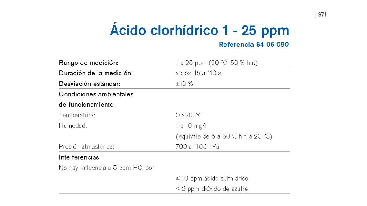 Chip Dräger Ácido clorhídrico 1 - 25 ppm 6406090 1 Chip Dräger Ácido clorhídrico 1 - 25 ppm 6406090