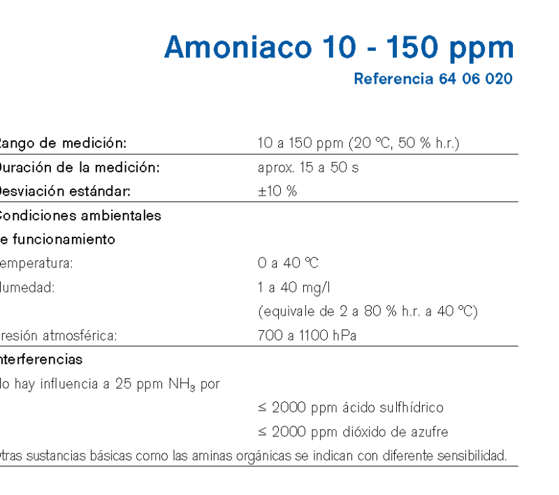 Chip Dräger Amoniaco 10 - 150 ppm 6406020
