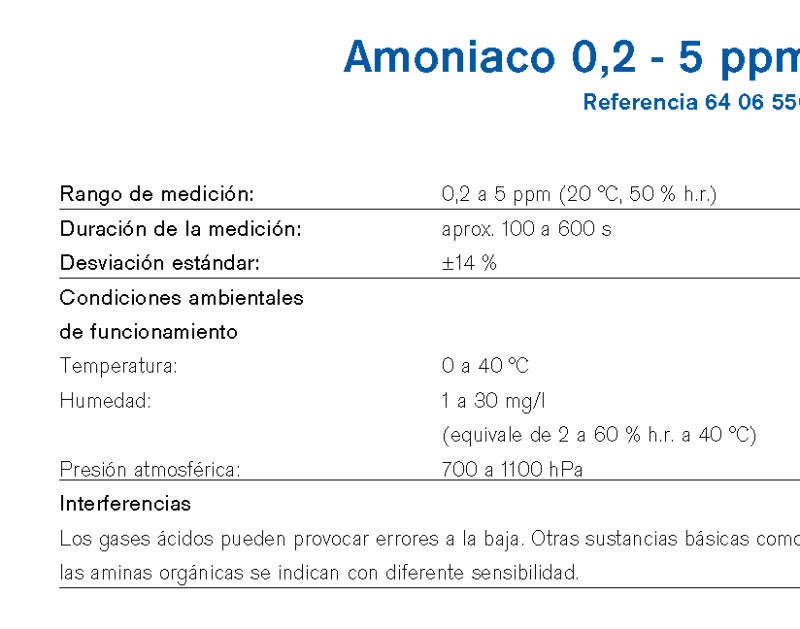 Chip Dräger Amoniaco 0,2 - 5 ppm 6406550