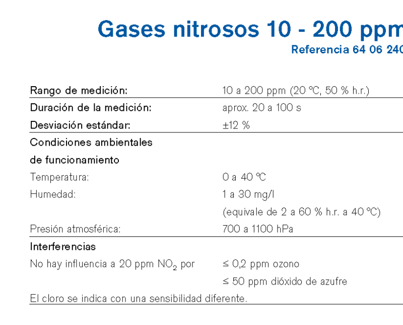 Chip Dräger Gases nitrosos 10 - 200 ppm 6406240