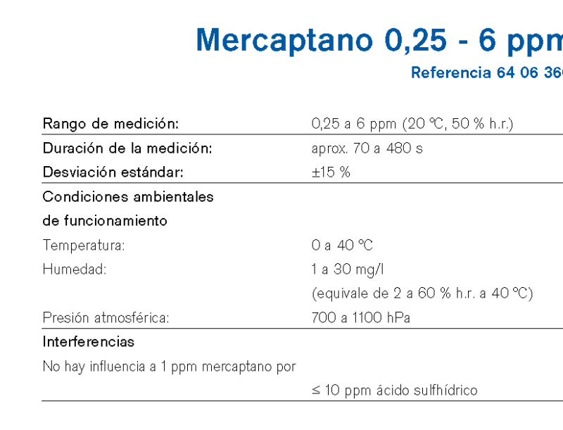 Chip Dräger Mercaptano 0,25 - 6 ppm 6406360