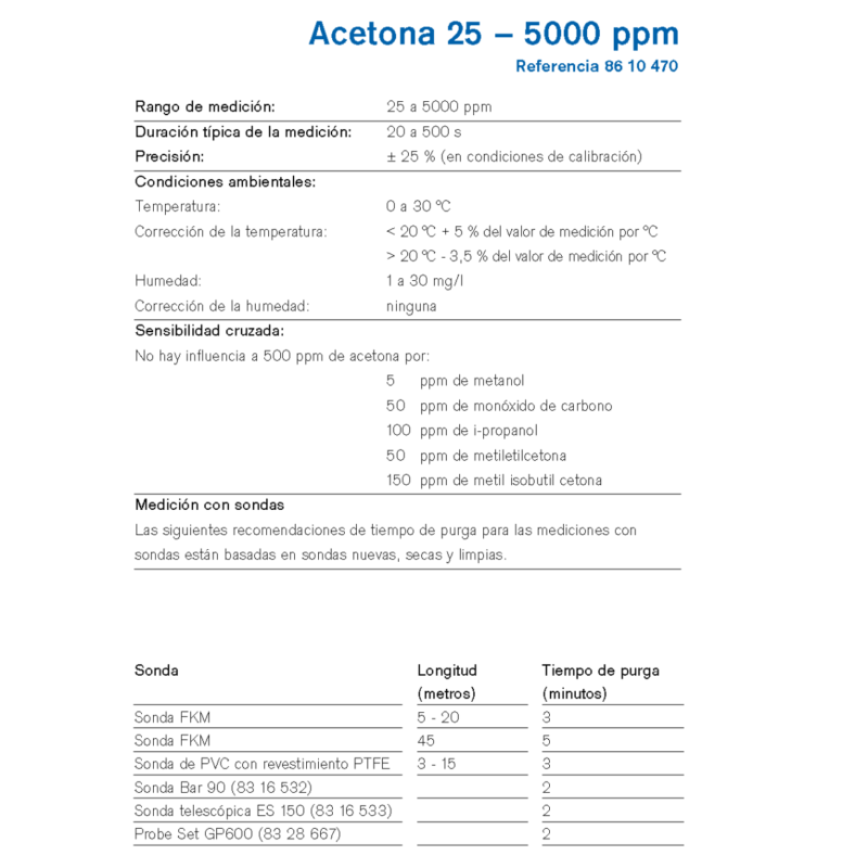 MicroTube Dräger Acetona 25 – 5000 ppm 8610470