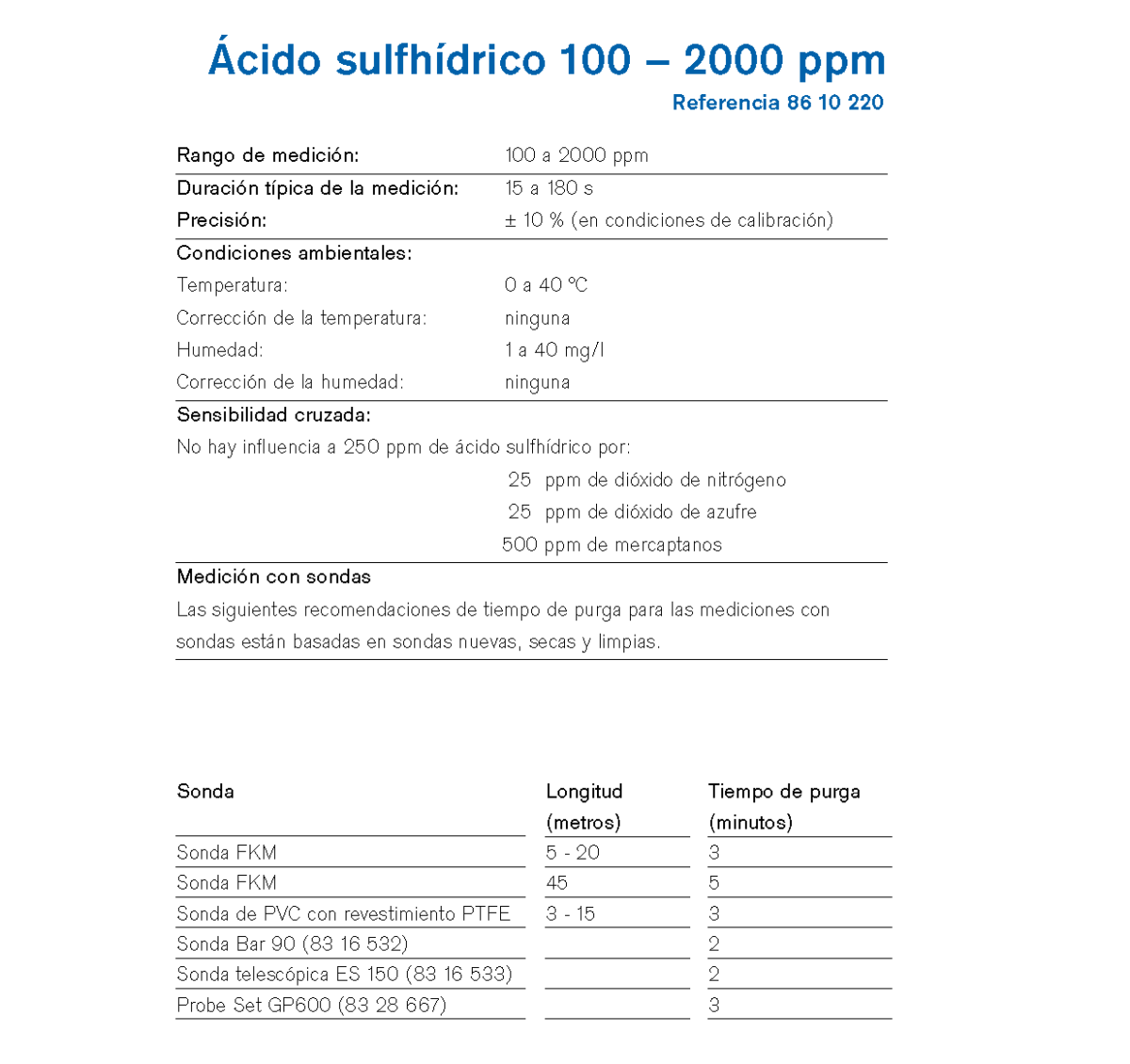 MicroTube Dräger Ácido sulfhídrico 100 – 2000 ppm 8610220 1 MicroTube Dräger Ácido sulfhídrico 100 – 2000 ppm 8610220
