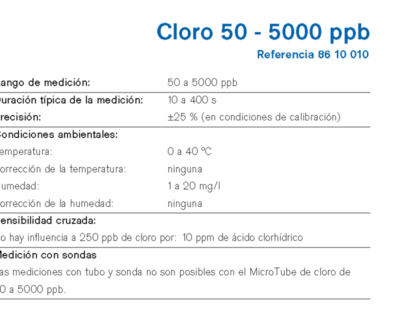 MicroTube Dräger Cloro 50 - 5000 ppb 8610010