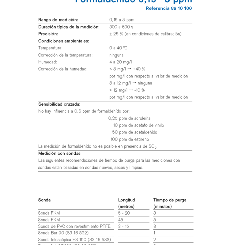 MicroTube Dräger Formaldehído 0,15 - 3 ppm 8610100