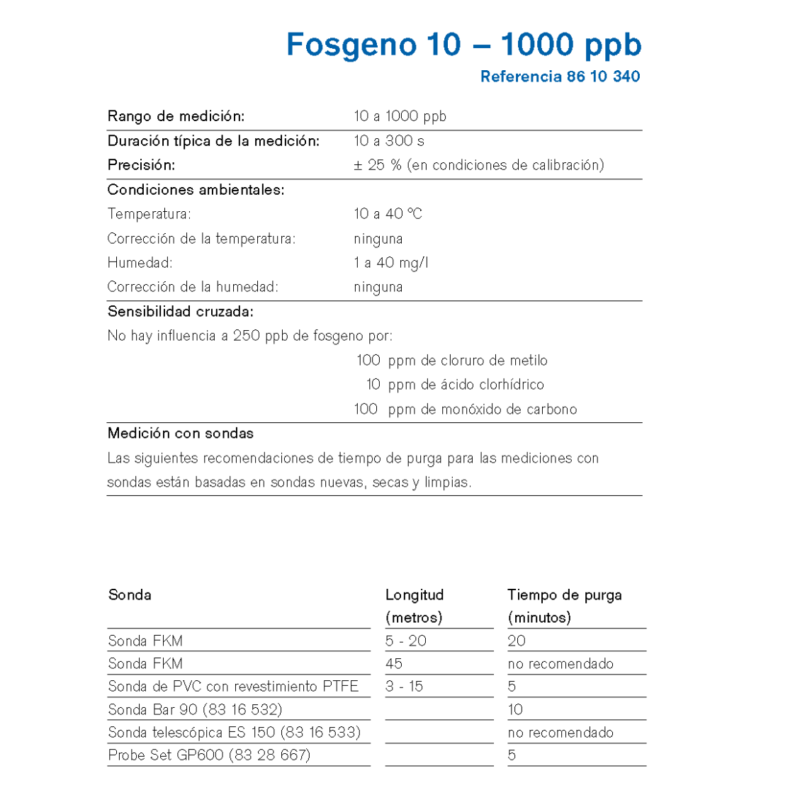MicroTube Dräger Fosgeno 10 – 1000 ppb 8610340
