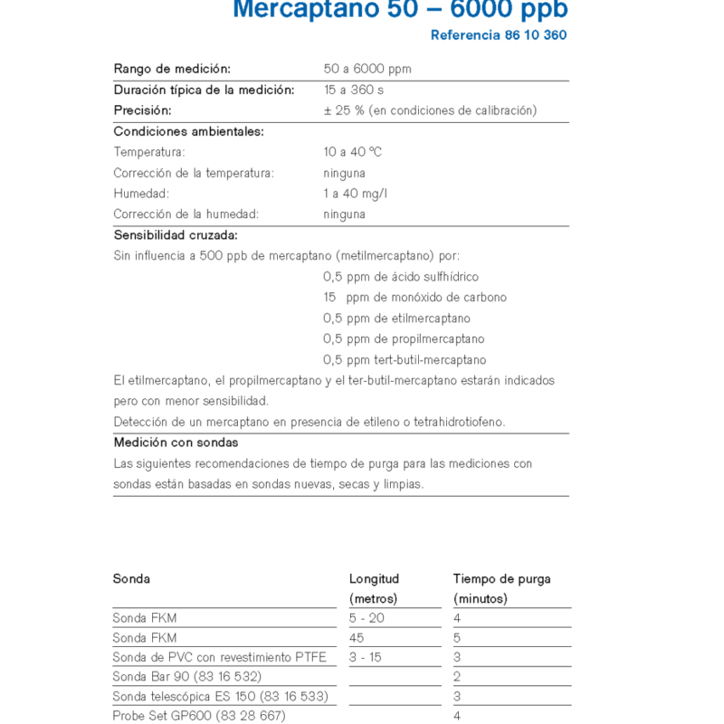 MicroTube Dräger Mercaptano 50 – 6000 ppb 8610360