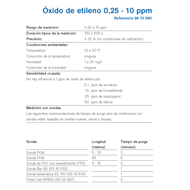 MicroTube Dräger Óxido de etileno 0,25 - 10 ppm 8610580