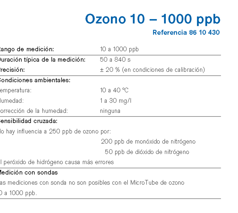 MicroTube Dräger Ozono 10 – 1000 ppb 8610430