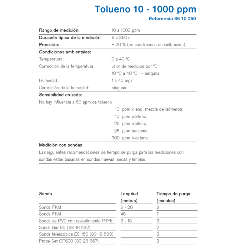 MicroTube Dräger Tolueno 10 - 1000 ppm 8610250