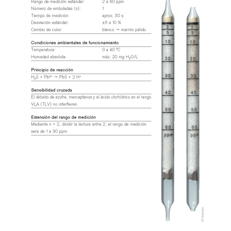 Tubo Dräger Ácido Sulfhídrico 2/b 8101961