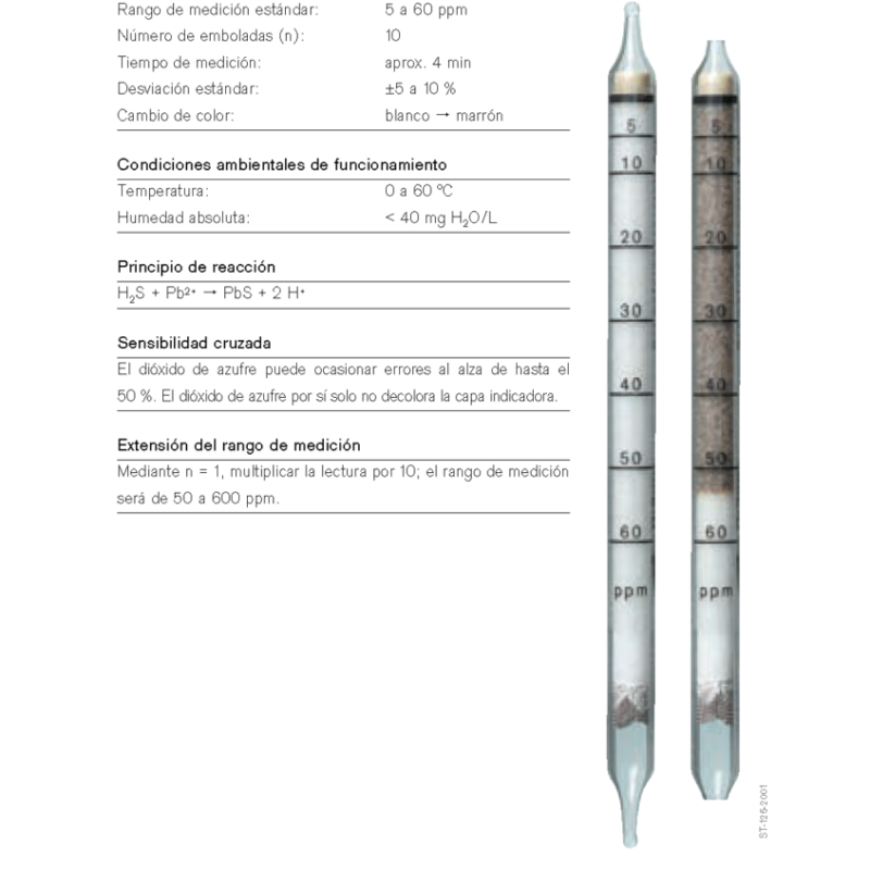 Tubo Dräger Ácido Sulfhídrico 5/b CH29801