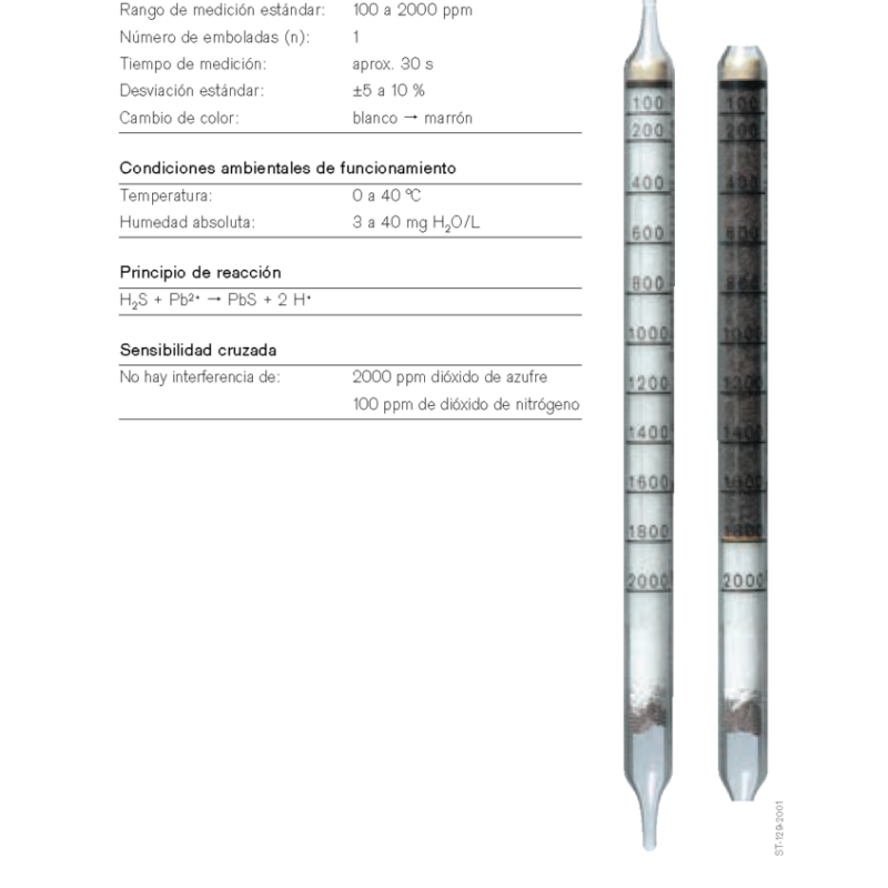Tubo Dräger Ácido Sulfhídrico 100/a CH29101