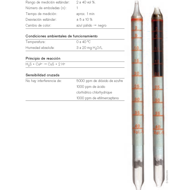 Tubo Dräger Ácido Sulfhídrico 2%/a 8101211