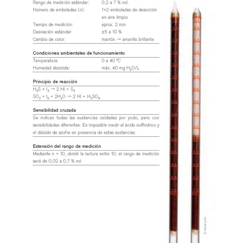 Tubo Dräger Ácido Sulfhídrico + Dióxido de Azufre 0,2%/A CH28201