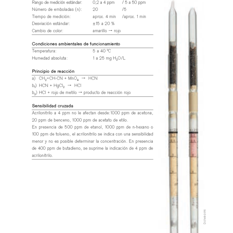 Tubo Dräger Acrilonitrilo 0,2/a 8103701
