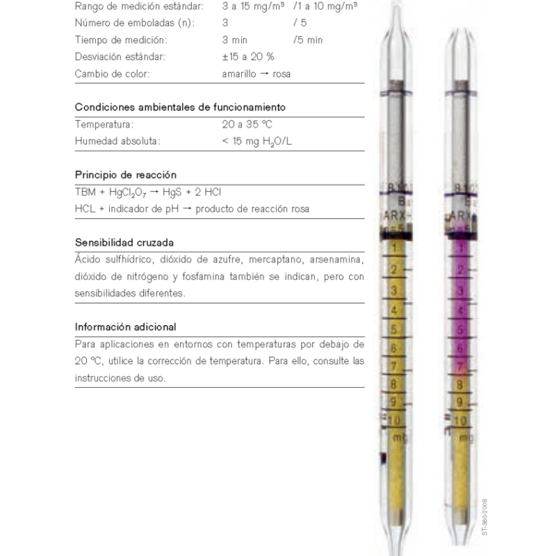 Tubo Dräger t-Butilmercaptano (TBM) 81 03 071
