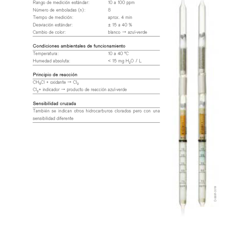 Tubo Dräger Clorometano 10/a 81 03 911
