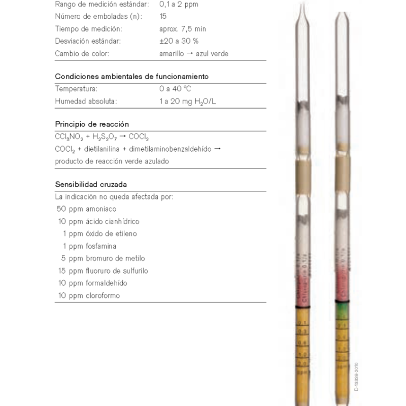Tubo Dräger Cloropicrina 0,1/a 81 03 421