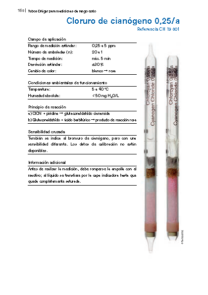 Tubo Dräger Cloruro de Cianógeno 0,25/a CH19801