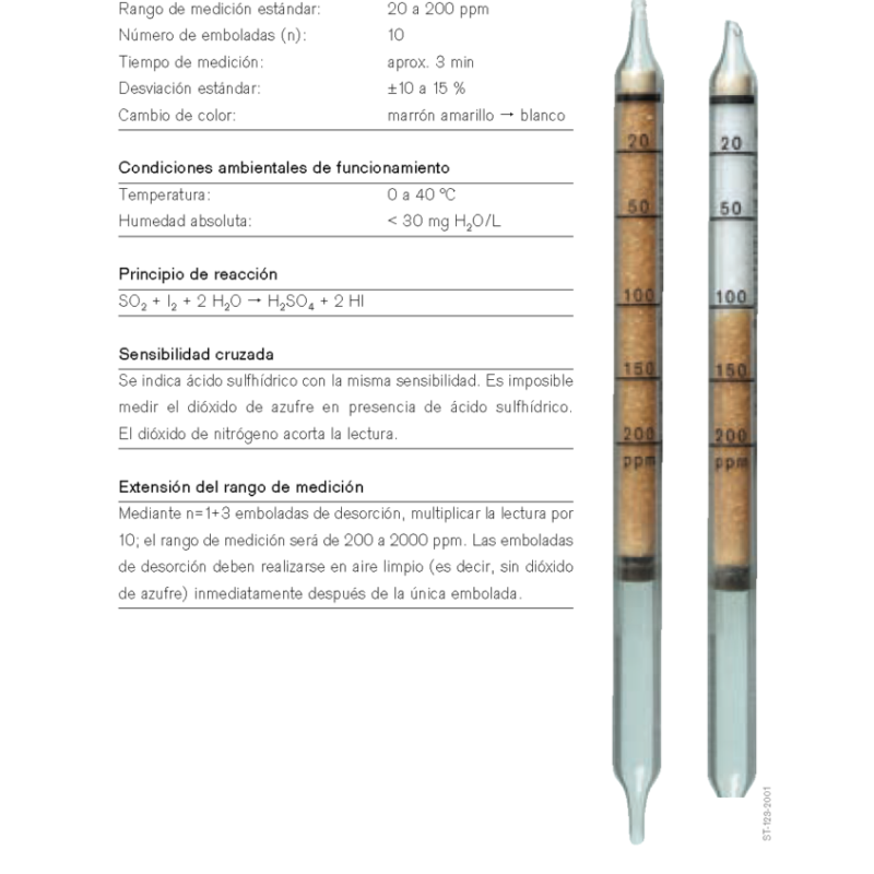 Tubo Dräger Dióxido de Azufre 20/a CH 24 201