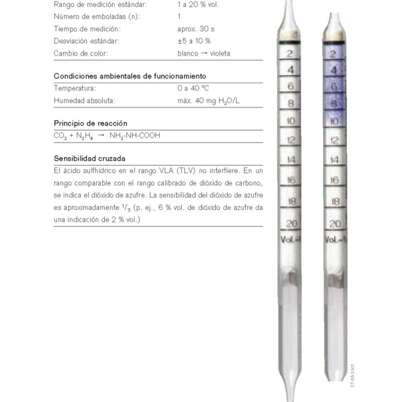 Tubo Dräger Dióxido de Carbono 1%/a CH 25 101