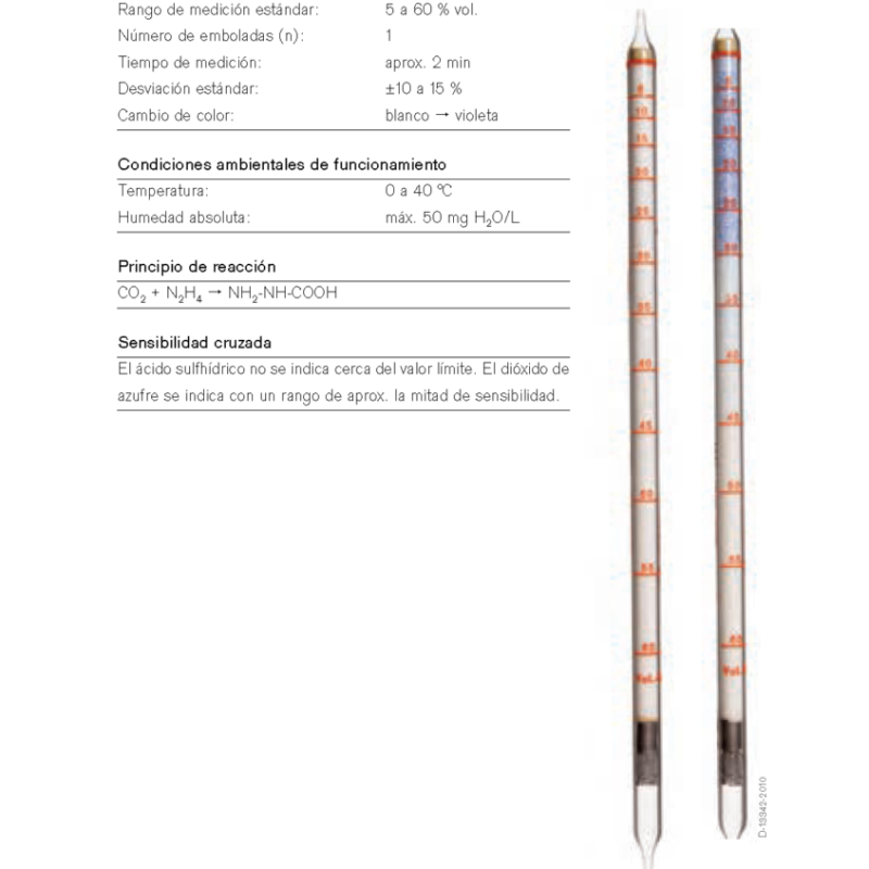 Tubo Dräger Dióxido de Carbono 5%/A CH 20 301