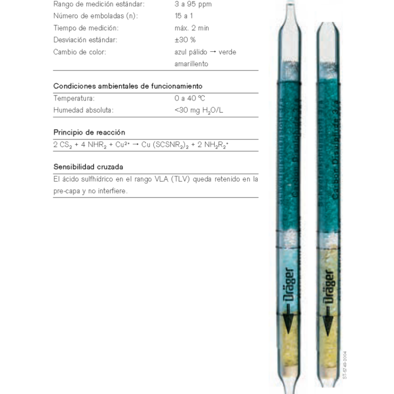 Tubo Dräger Disulfuro de Carbono 3/a 81 01 891