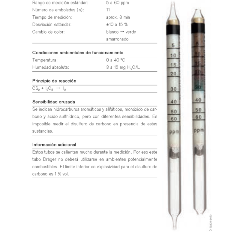 Tubo Dräger Disulfuro de Carbono 5/a 67 28 351