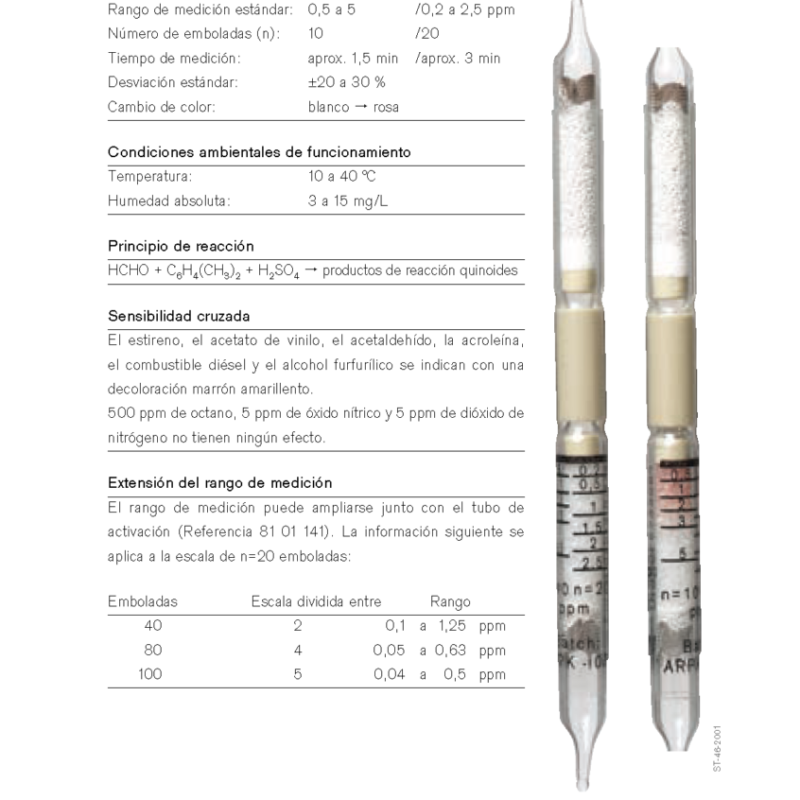 Tubo Dräger Formaldehído 0,2/a 67 33 081