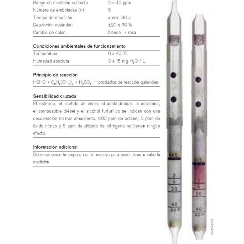 Tubo Dräger Formaldehído 2/a 81 01 751