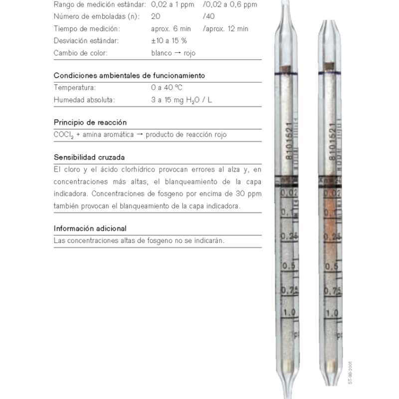 Tubo Dräger Fosgeno 0,02/a 81 01 521