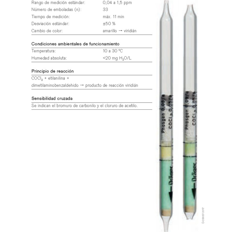 Tubo Dräger Fosgeno 0,05/a CH 19 401