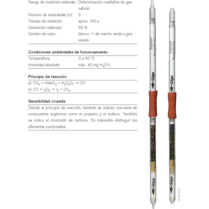 Tubo Dräger Gas Natural CH 20 001