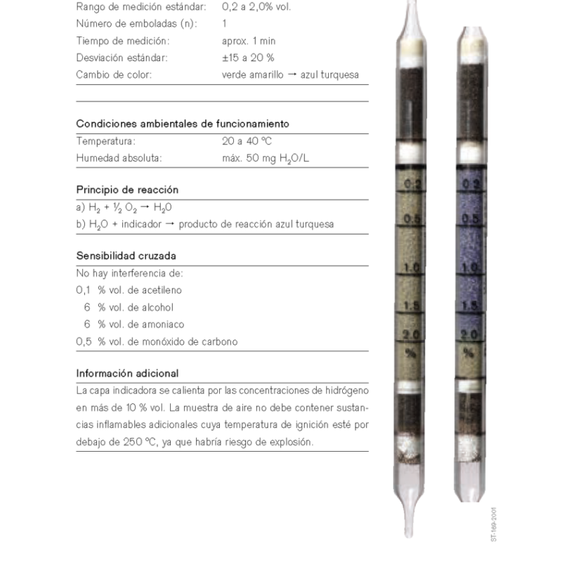 Tubo Dräger Hidrógeno 0,2%/a 81 01 511