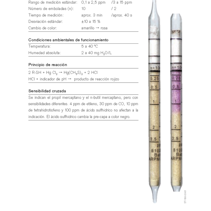 Tubo Dräger Mercaptano 0,1/a 81 03 281