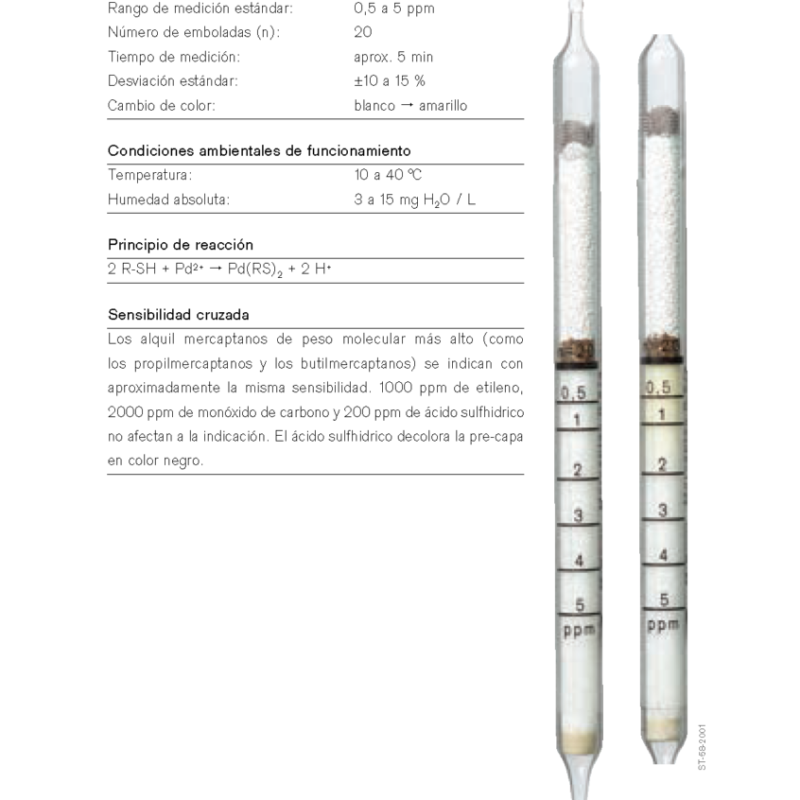Tubo Dräger Mercaptano 0,5/a 67 28 981