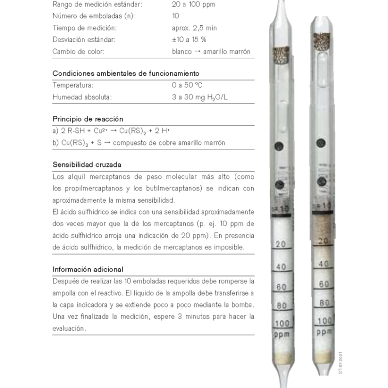 Tubo Dräger Mercaptano 20/a 81 01 871