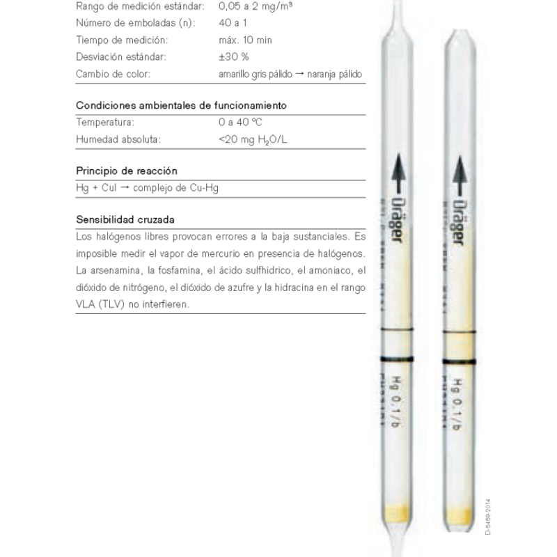 Tubo Dräger Mercurio Vapor 0,1/b CH 23 101