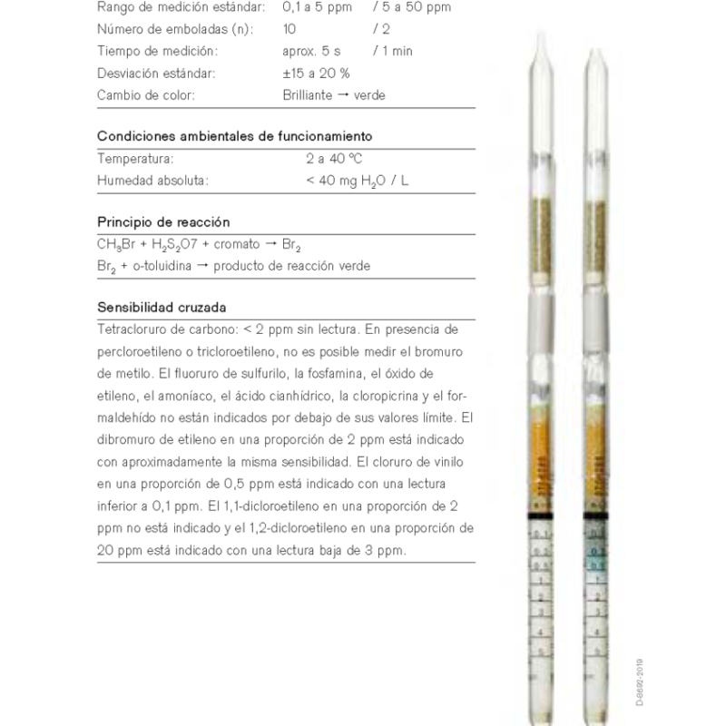 Tubo Dräger Bromuro de Metilo 0,1/a 37 06 301
