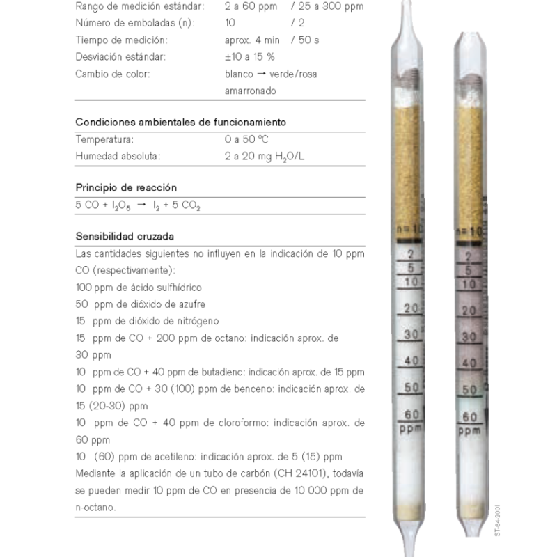 Tubo Dräger Monóxido de Carbono 2/a 67 33 051