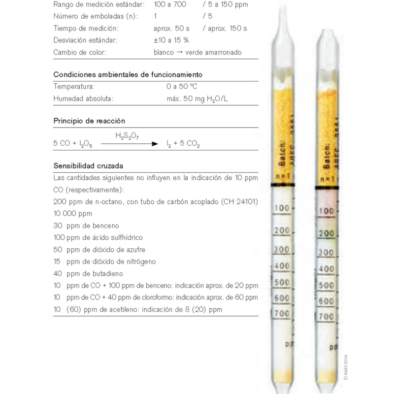 Tubo Dräger Monóxido de Carbono 5/c CH 25 601