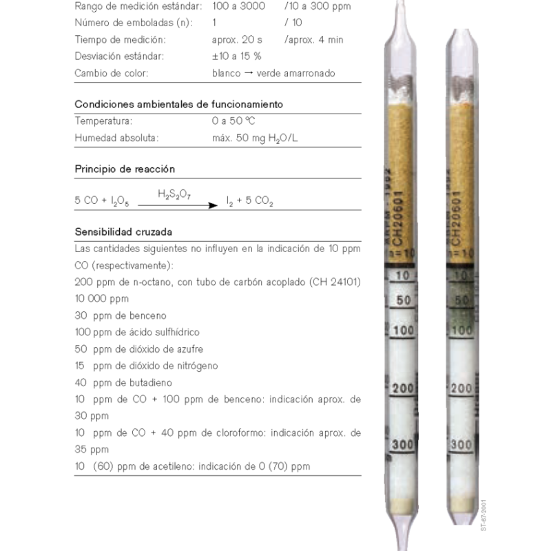 Tubo Dräger Monóxido de Carbono 10/b CH 20 601