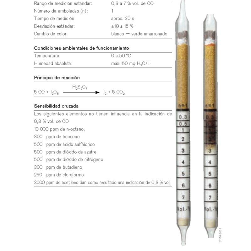 Tubo Dräger Monóxido de Carbono 0,3%/b CH 29 901