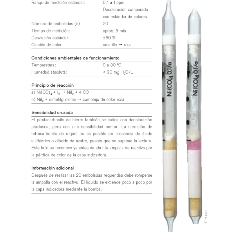 Tubo Dräger Níquel Tetracarbonilo 0,1/a CH 19 501