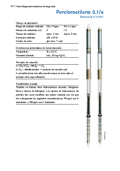 Tubo Dräger Percloroetileno 0,1/a 81 01 551