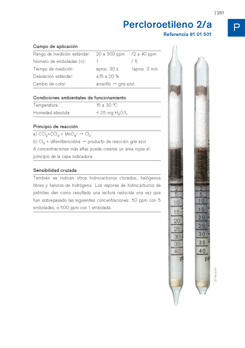 Tubo Dräger Percloroetileno 2/a 81 01 501 1 Tubo Dräger Percloroetileno 2/a 81 01 501